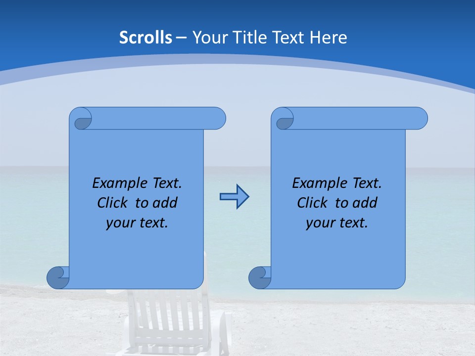 Empty Tropical Beach Chair With Hat At Shoreline In The Caribbean PowerPoint Template