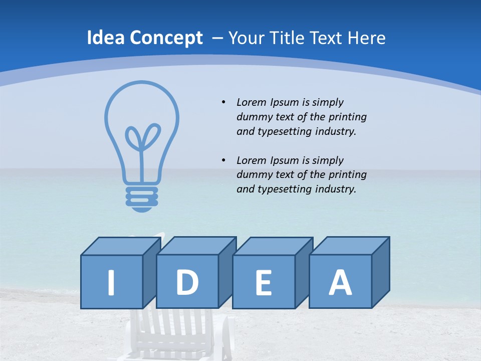 Empty Tropical Beach Chair With Hat At Shoreline In The Caribbean PowerPoint Template