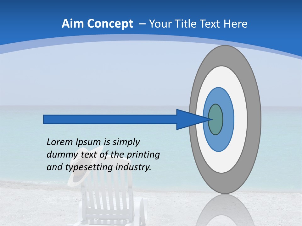 Empty Tropical Beach Chair With Hat At Shoreline In The Caribbean PowerPoint Template