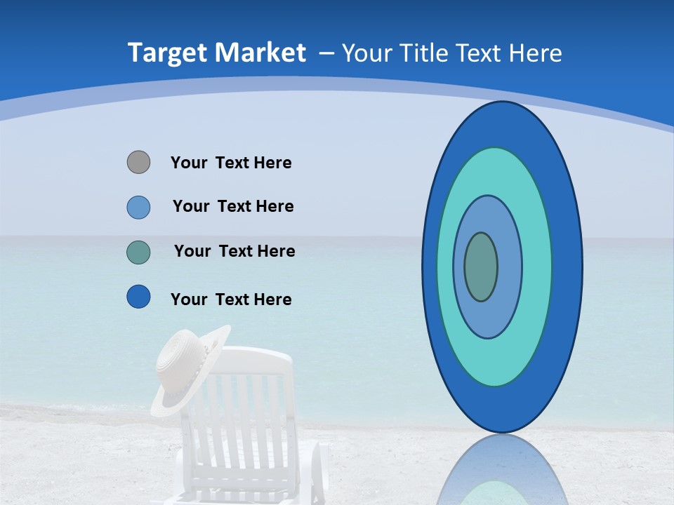 Empty Tropical Beach Chair With Hat At Shoreline In The Caribbean PowerPoint Template