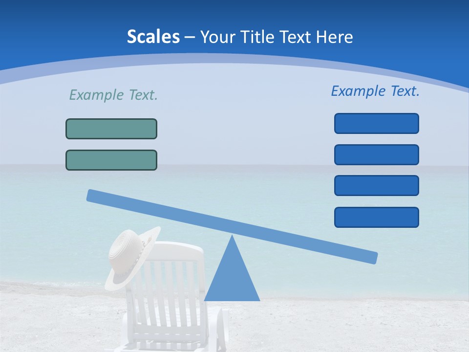 Empty Tropical Beach Chair With Hat At Shoreline In The Caribbean PowerPoint Template