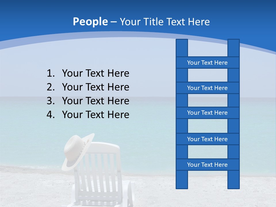 Empty Tropical Beach Chair With Hat At Shoreline In The Caribbean PowerPoint Template