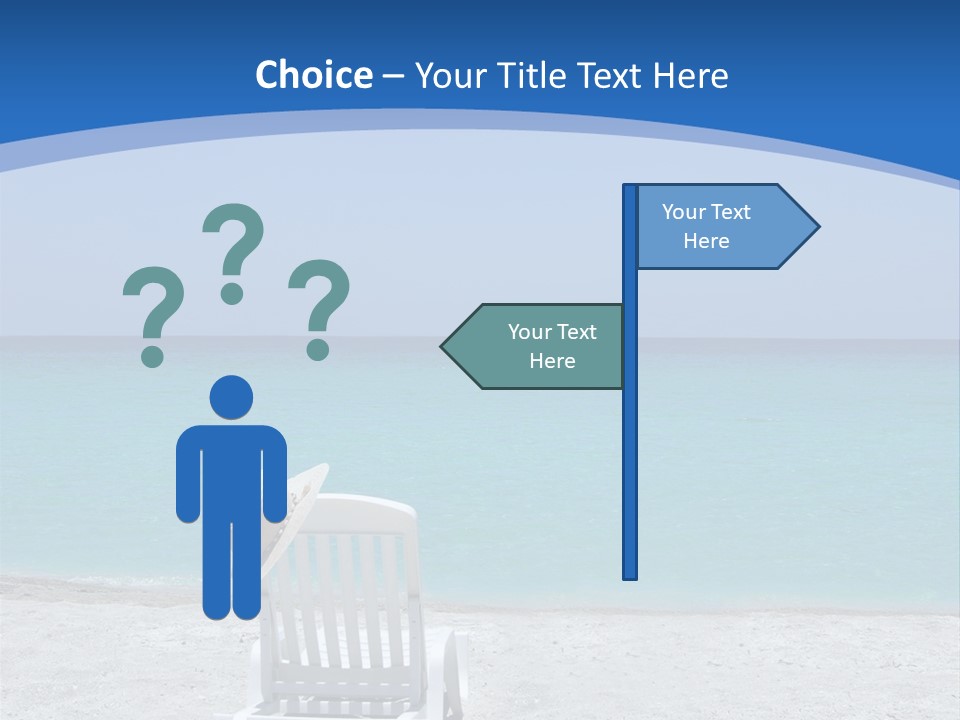 Empty Tropical Beach Chair With Hat At Shoreline In The Caribbean PowerPoint Template