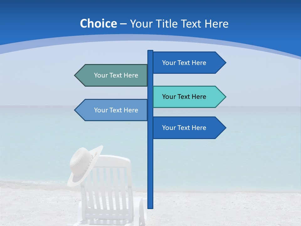 Empty Tropical Beach Chair With Hat At Shoreline In The Caribbean PowerPoint Template