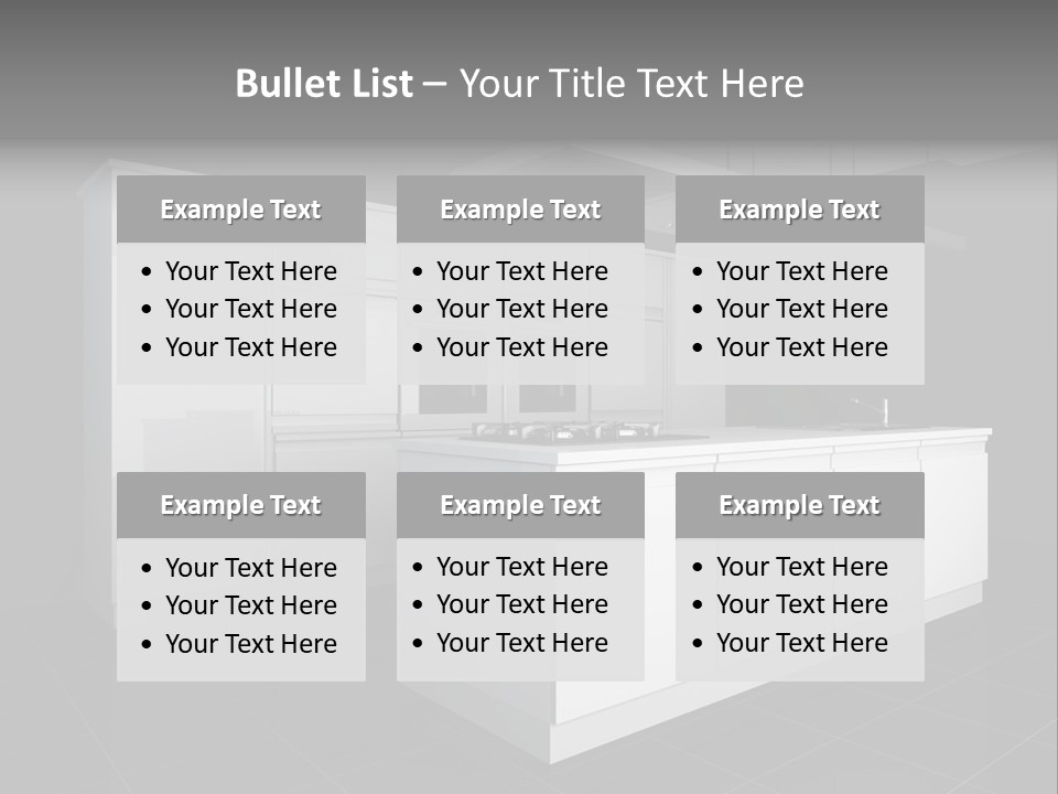 A Black And White Photo Of A Kitchen PowerPoint Template