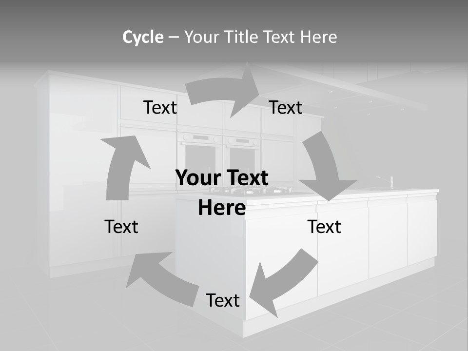 A Black And White Photo Of A Kitchen PowerPoint Template
