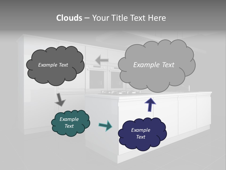 A Black And White Photo Of A Kitchen PowerPoint Template