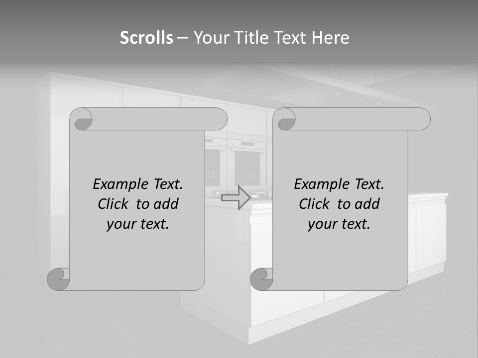A Black And White Photo Of A Kitchen PowerPoint Template
