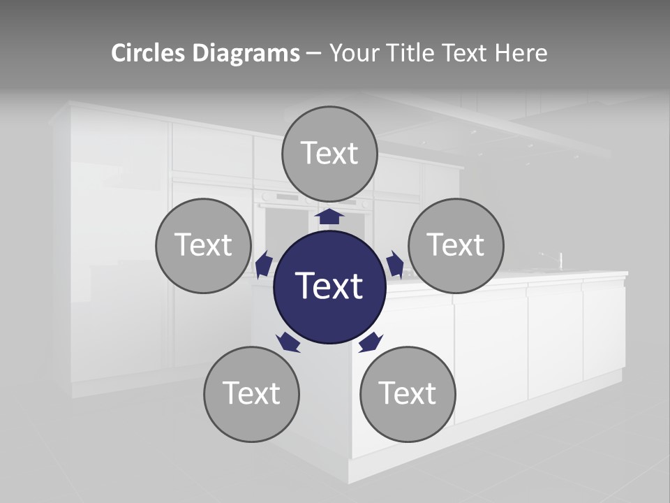 A Black And White Photo Of A Kitchen PowerPoint Template