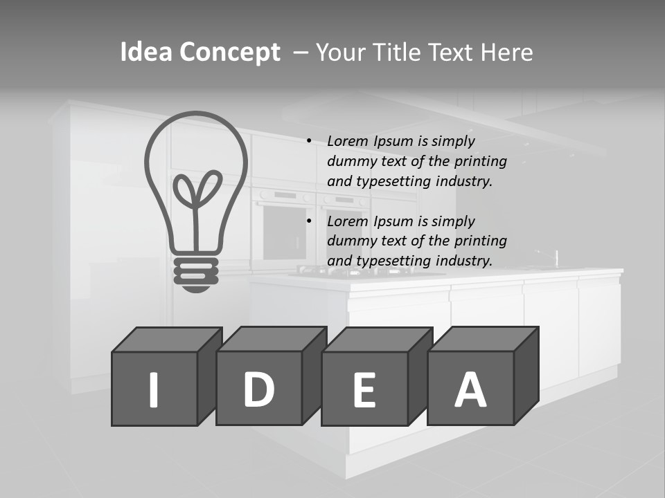 A Black And White Photo Of A Kitchen PowerPoint Template