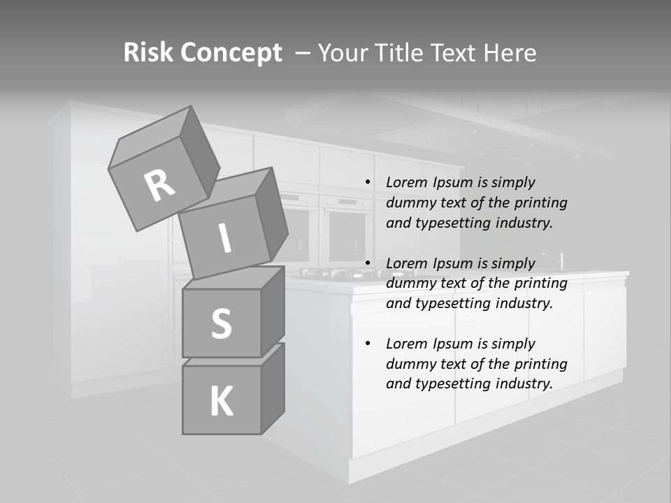 A Black And White Photo Of A Kitchen PowerPoint Template