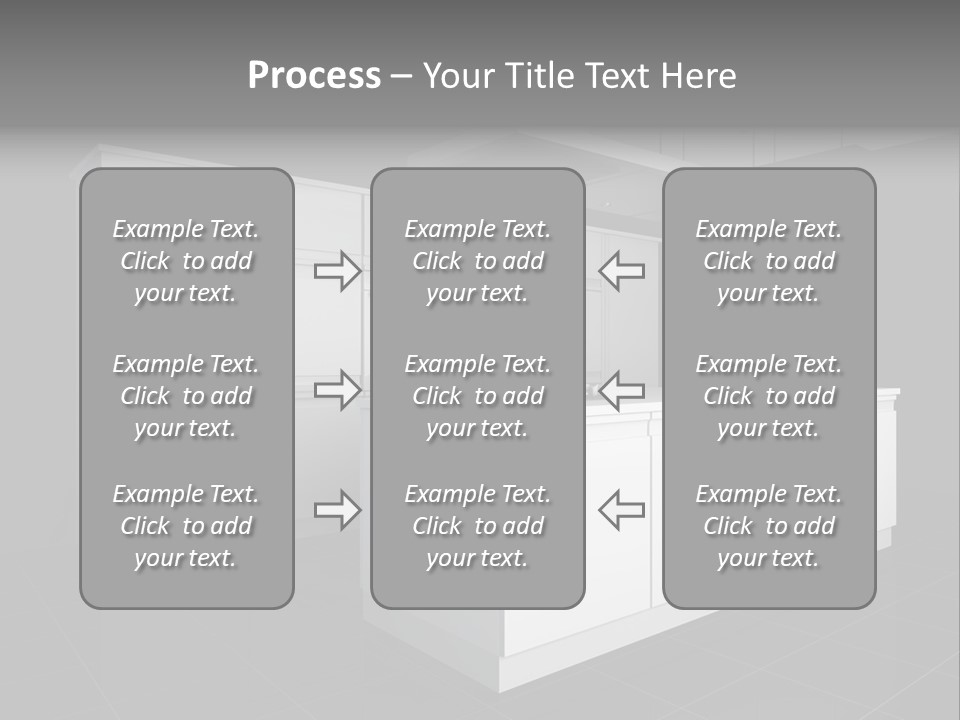 A Black And White Photo Of A Kitchen PowerPoint Template