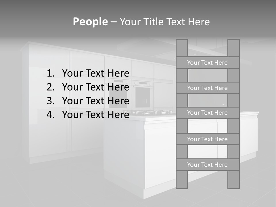 A Black And White Photo Of A Kitchen PowerPoint Template