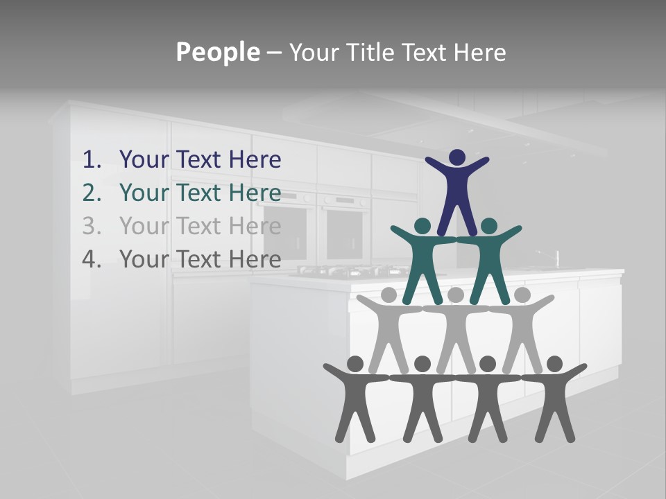 A Black And White Photo Of A Kitchen PowerPoint Template