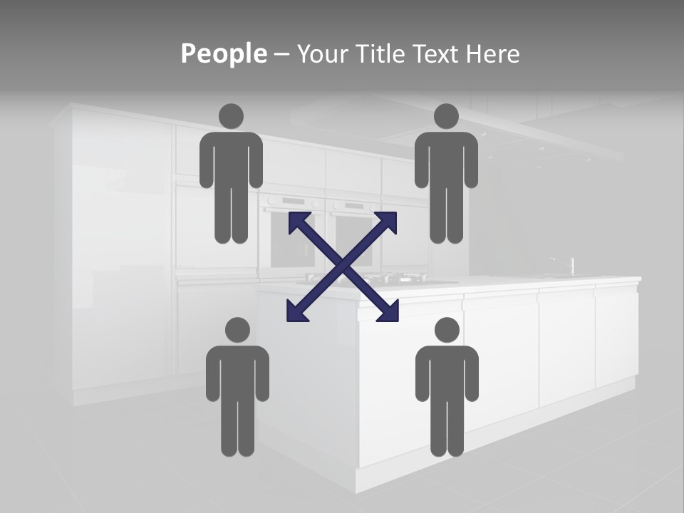 A Black And White Photo Of A Kitchen PowerPoint Template