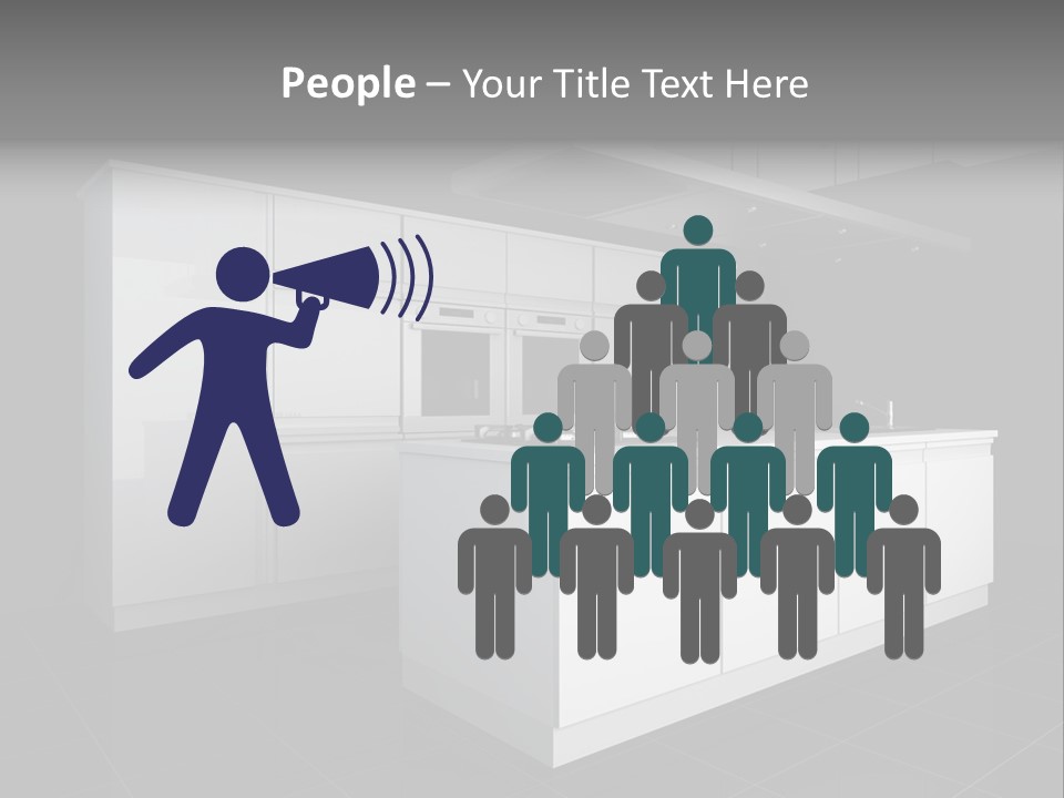 A Black And White Photo Of A Kitchen PowerPoint Template