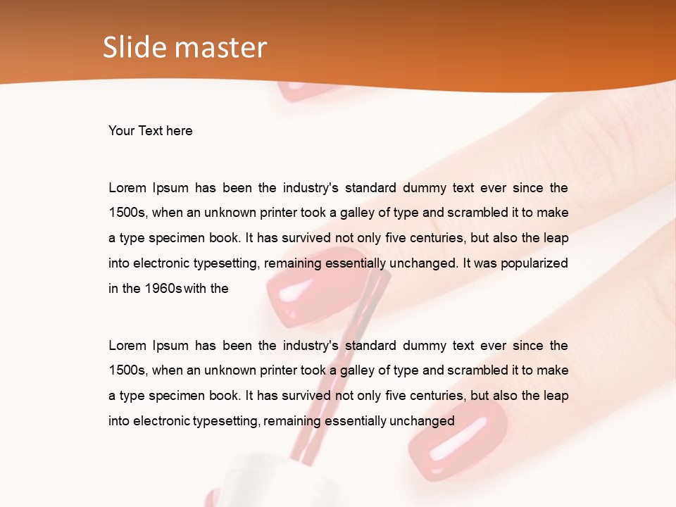 Manicurist Applying Red Nail Polish On Female Fingers. PowerPoint Template