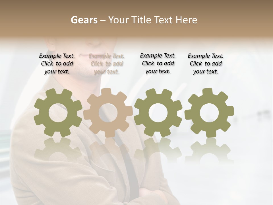 Colonial Red House With Swimming Pool PowerPoint Template