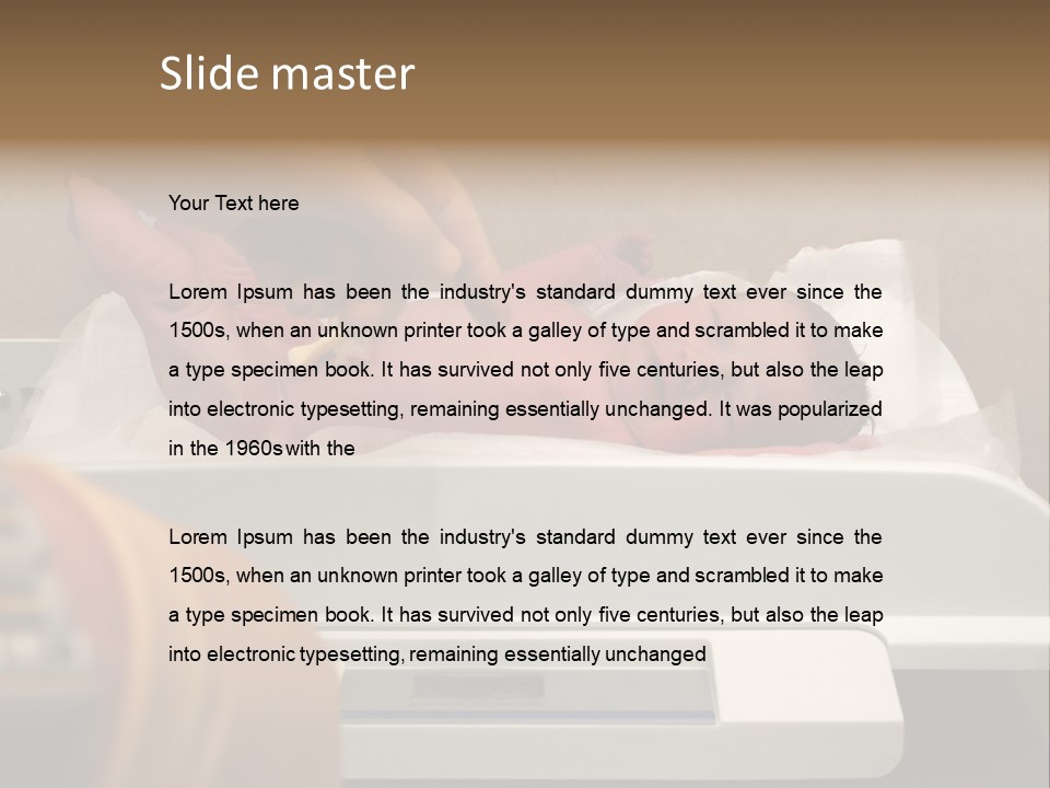 New Born Baby Being Weighed On A Scale PowerPoint Template