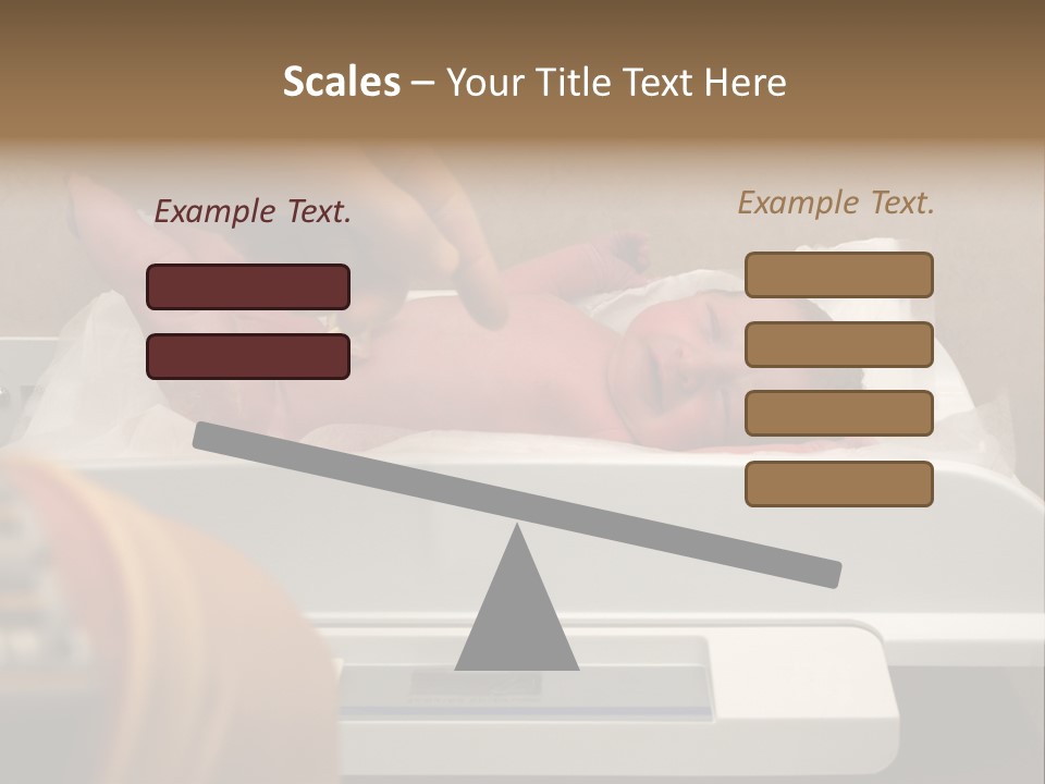 New Born Baby Being Weighed On A Scale PowerPoint Template