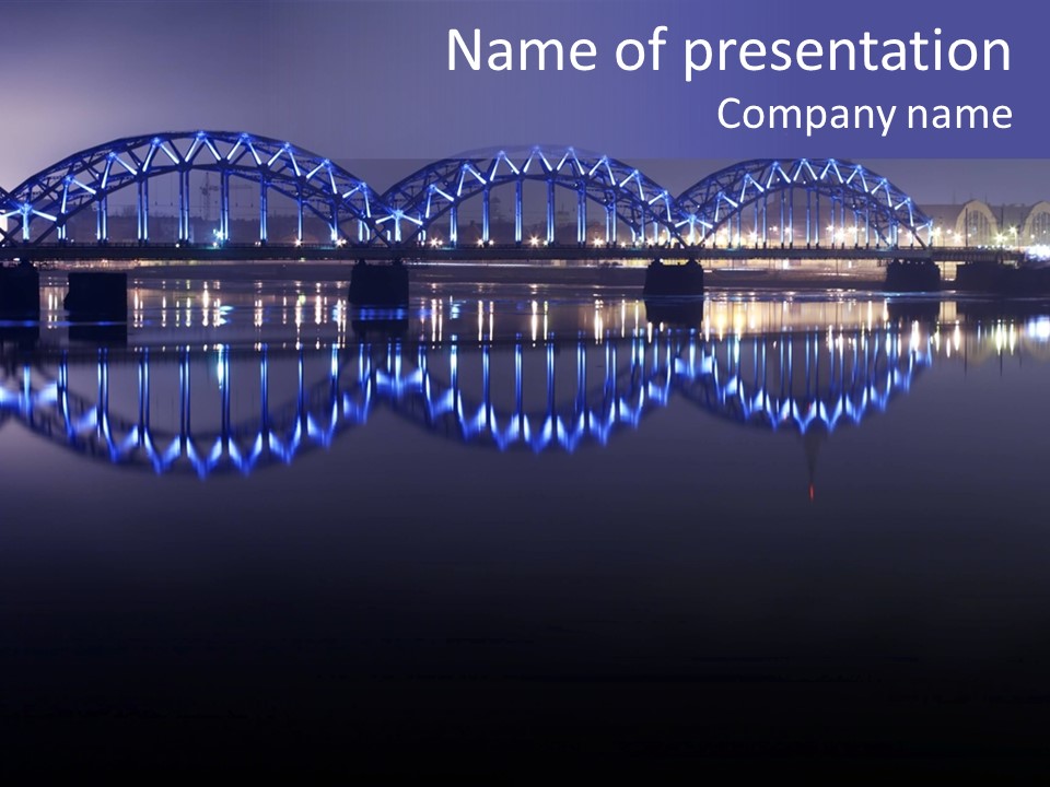 Blue Bridge In The Night PowerPoint Template