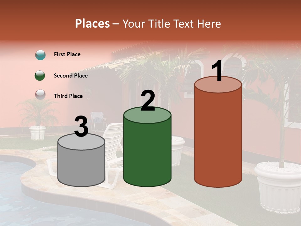 Colonial Red House With Swimming Pool PowerPoint Template