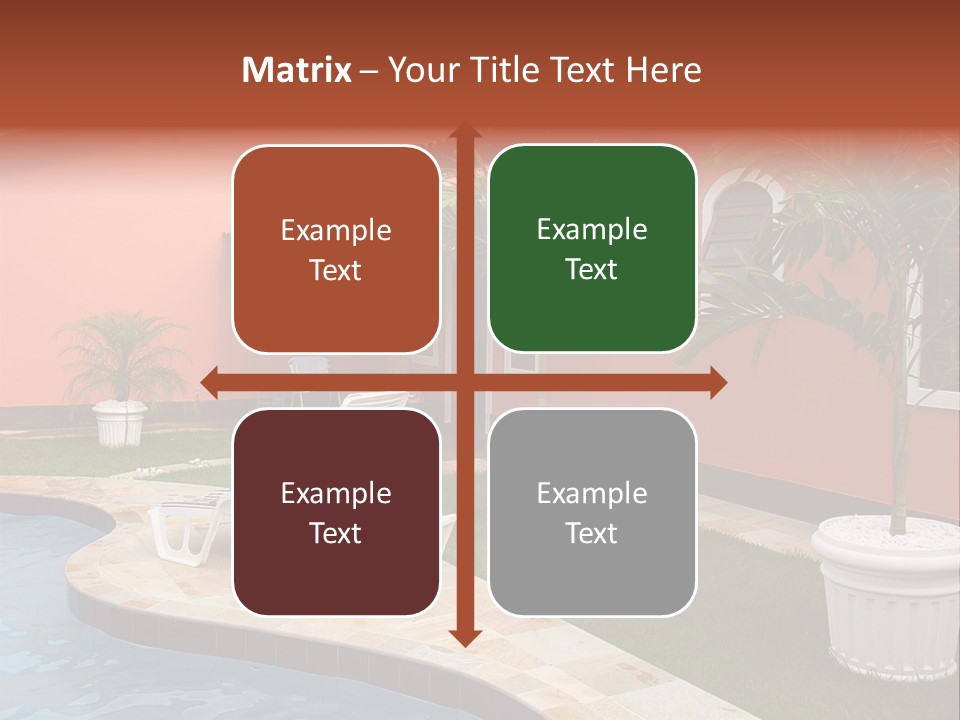 Colonial Red House With Swimming Pool PowerPoint Template