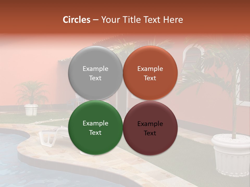 Colonial Red House With Swimming Pool PowerPoint Template