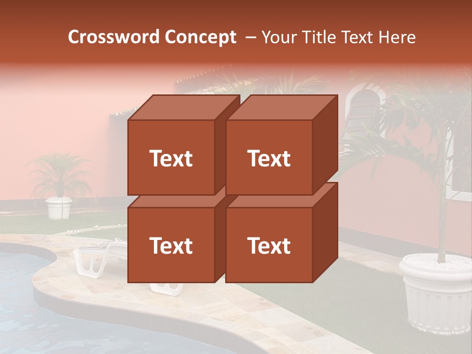 Colonial Red House With Swimming Pool PowerPoint Template