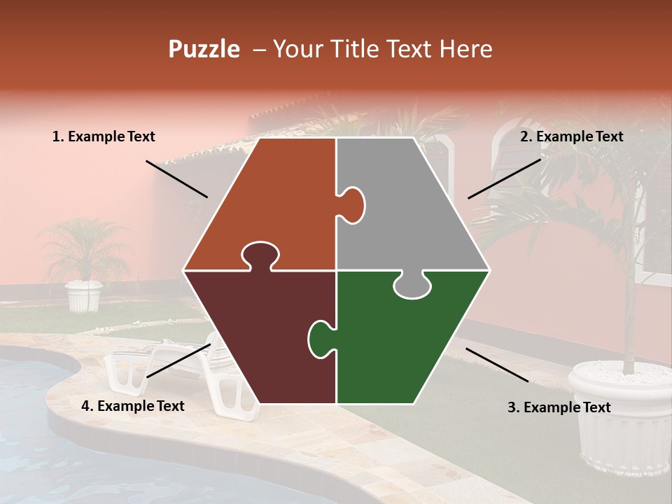 Colonial Red House With Swimming Pool PowerPoint Template