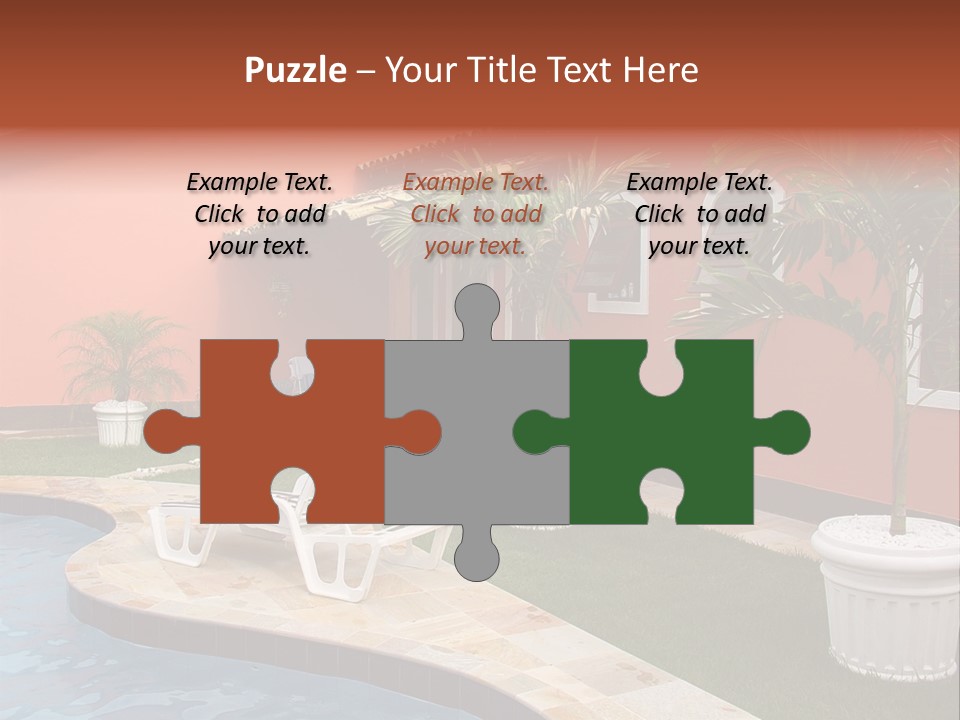 Colonial Red House With Swimming Pool PowerPoint Template