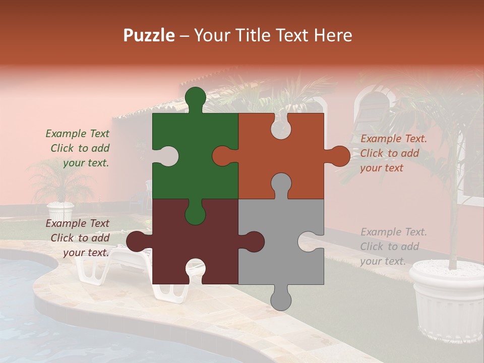 Colonial Red House With Swimming Pool PowerPoint Template