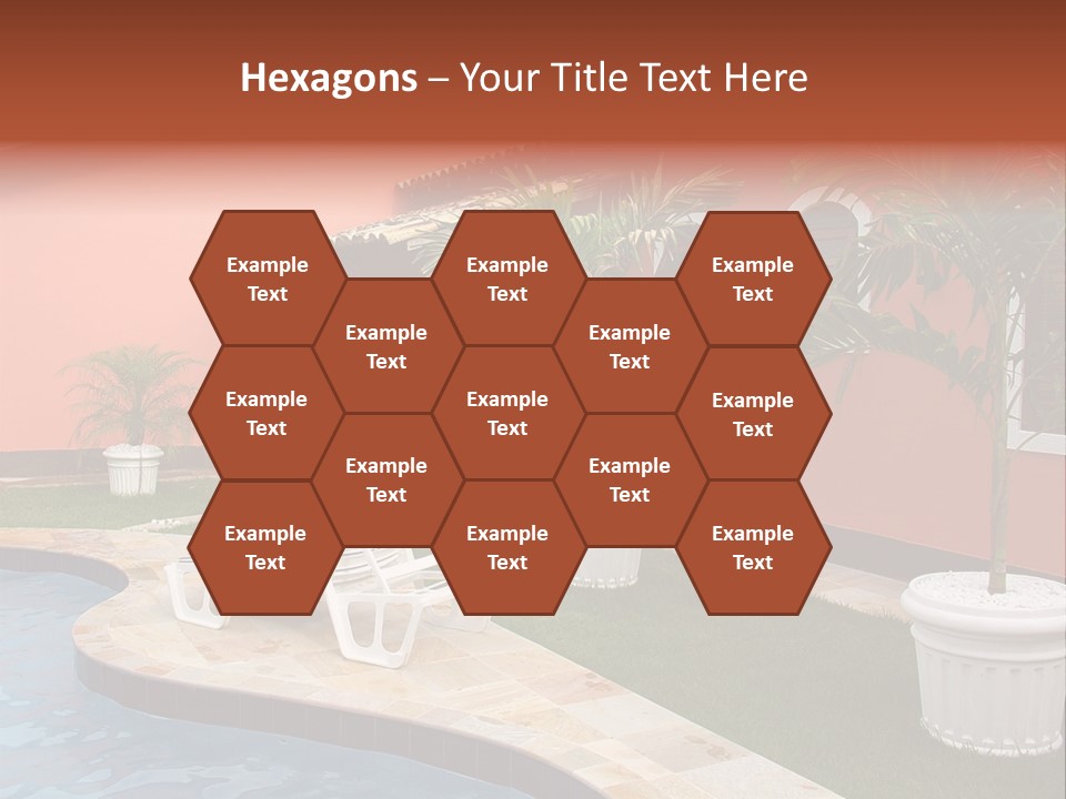 Colonial Red House With Swimming Pool PowerPoint Template