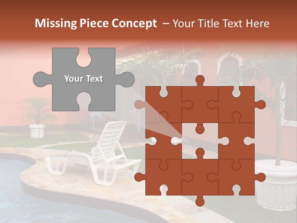 Colonial Red House With Swimming Pool PowerPoint Template