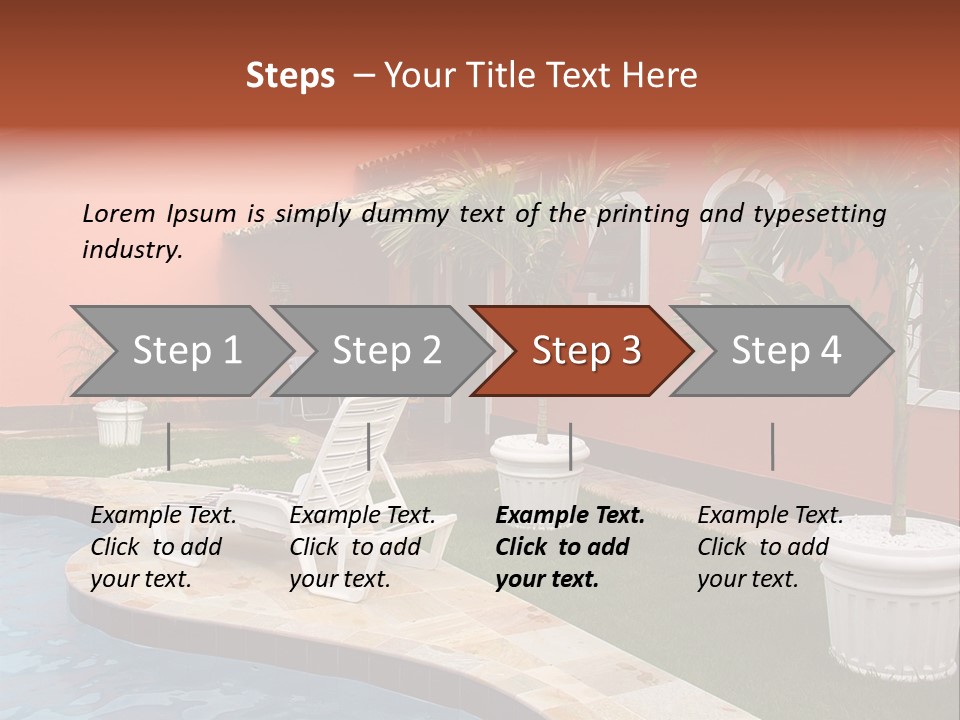 Colonial Red House With Swimming Pool PowerPoint Template