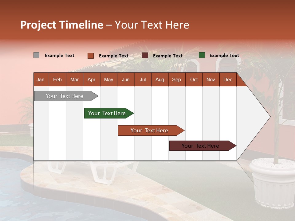 Colonial Red House With Swimming Pool PowerPoint Template