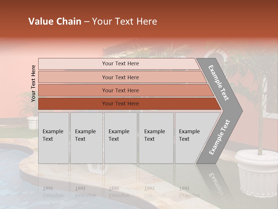 Colonial Red House With Swimming Pool PowerPoint Template