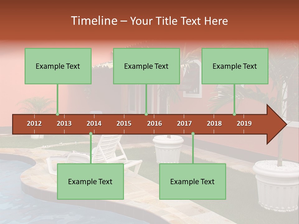 Colonial Red House With Swimming Pool PowerPoint Template