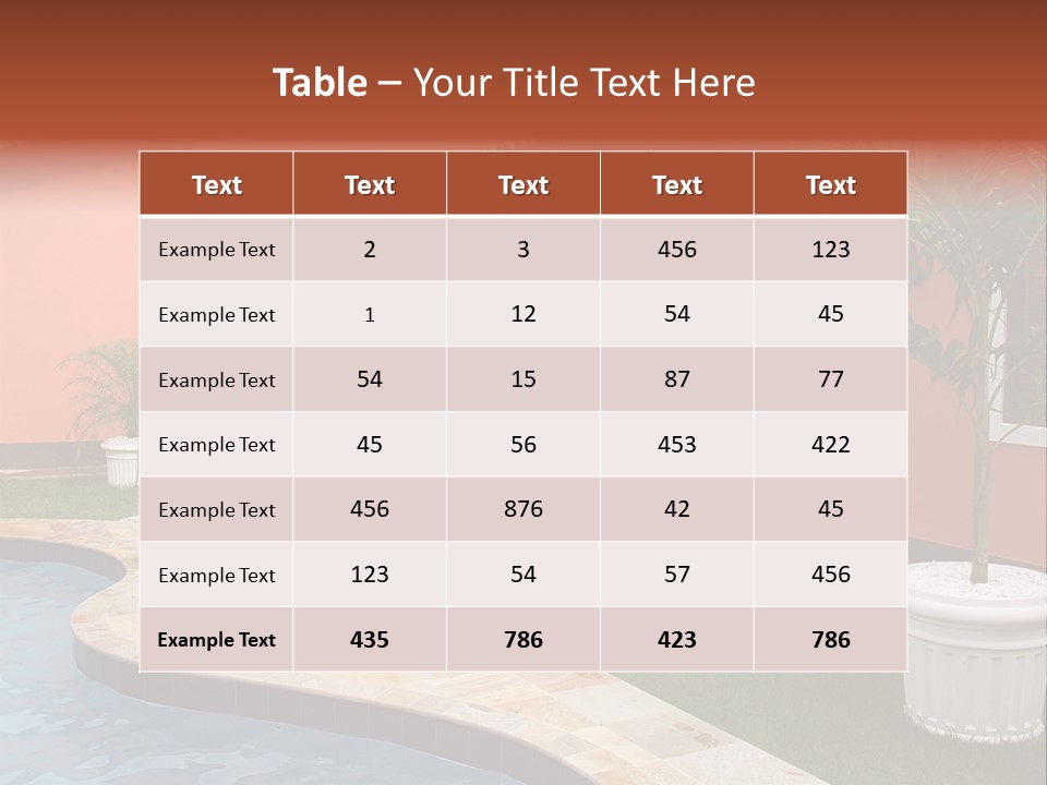 Colonial Red House With Swimming Pool PowerPoint Template