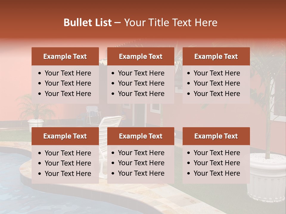 Colonial Red House With Swimming Pool PowerPoint Template