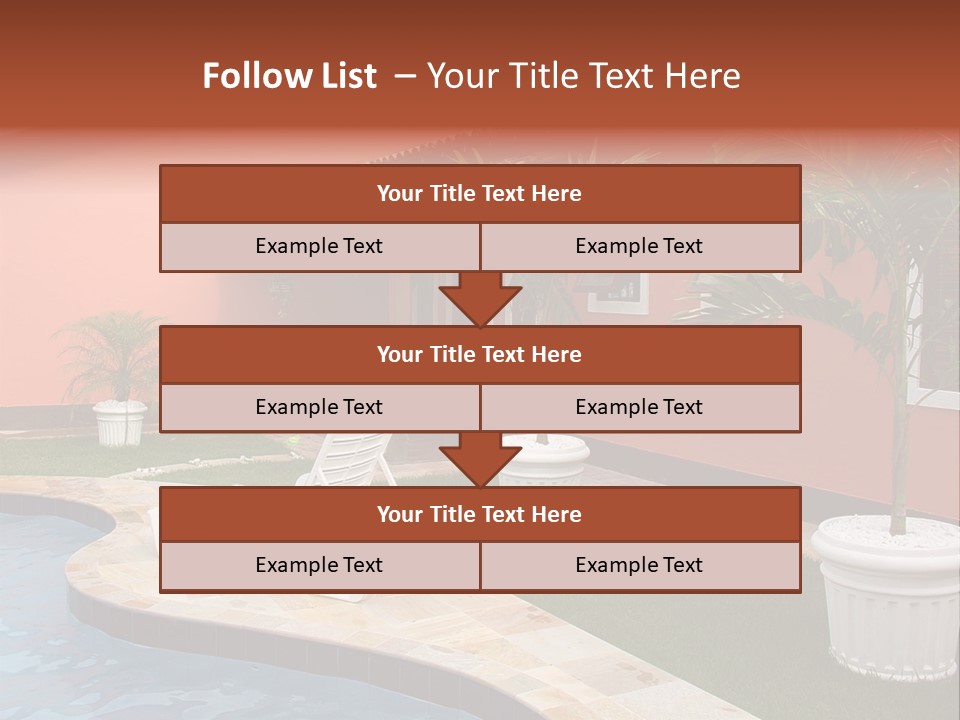 Colonial Red House With Swimming Pool PowerPoint Template