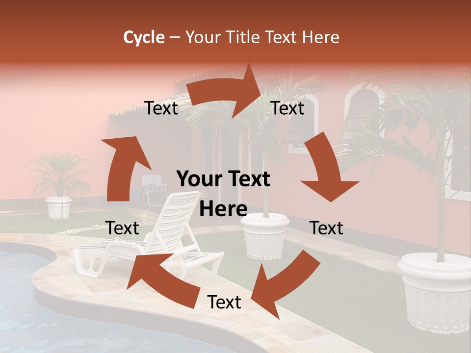 Colonial Red House With Swimming Pool PowerPoint Template