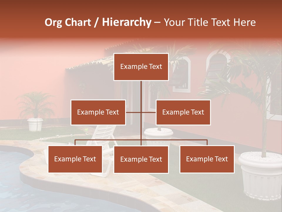 Colonial Red House With Swimming Pool PowerPoint Template