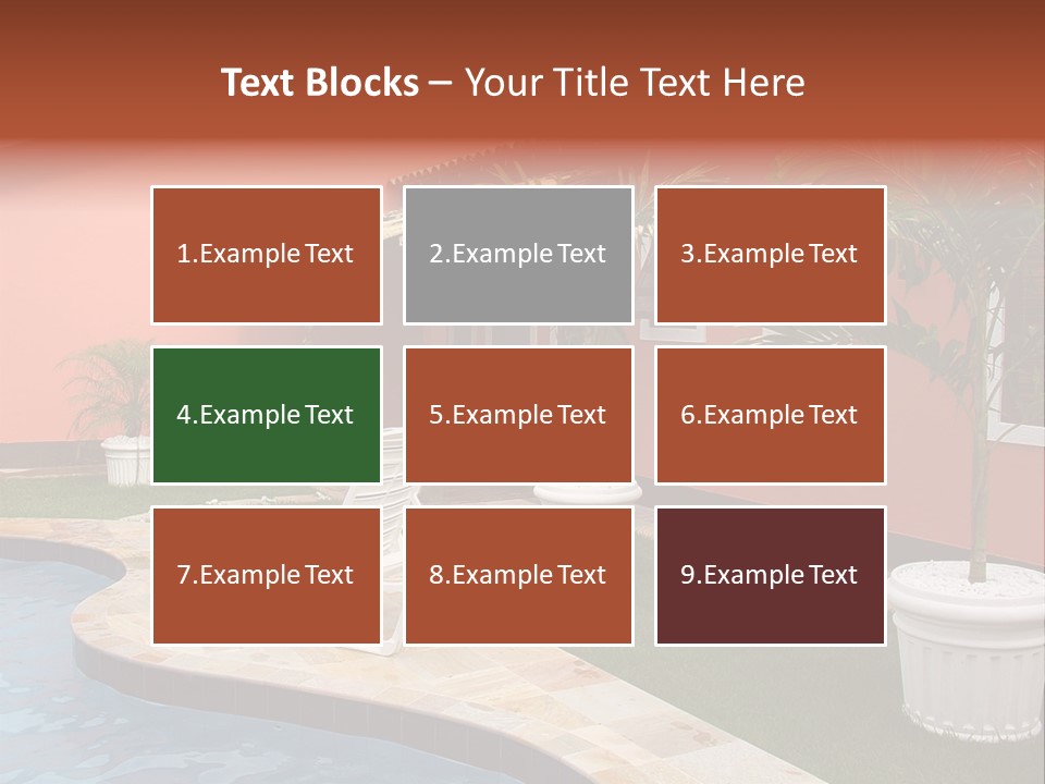 Colonial Red House With Swimming Pool PowerPoint Template