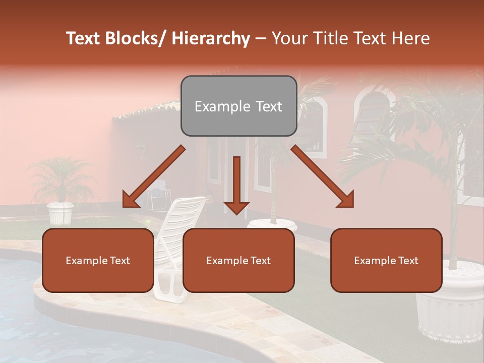 Colonial Red House With Swimming Pool PowerPoint Template