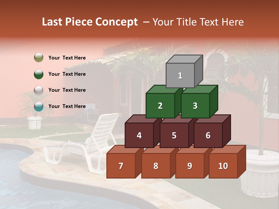 Colonial Red House With Swimming Pool PowerPoint Template