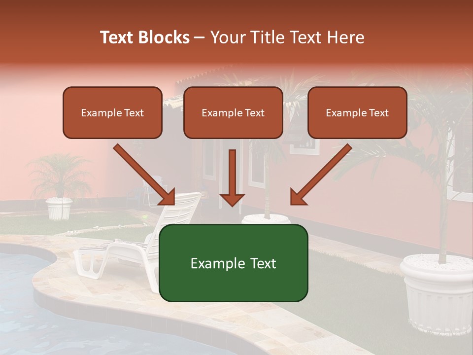 Colonial Red House With Swimming Pool PowerPoint Template