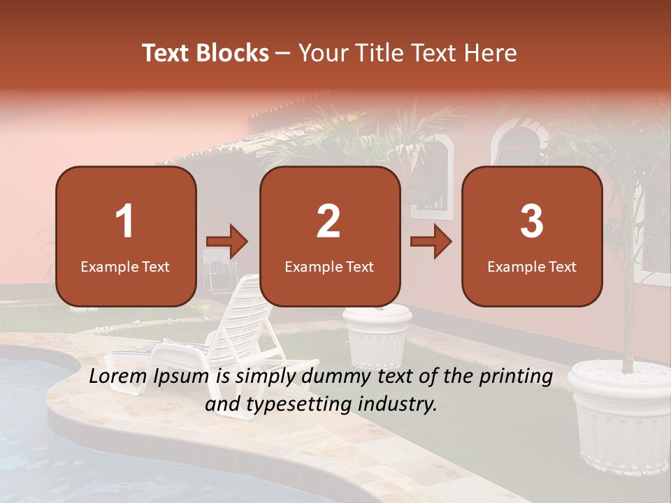 Colonial Red House With Swimming Pool PowerPoint Template