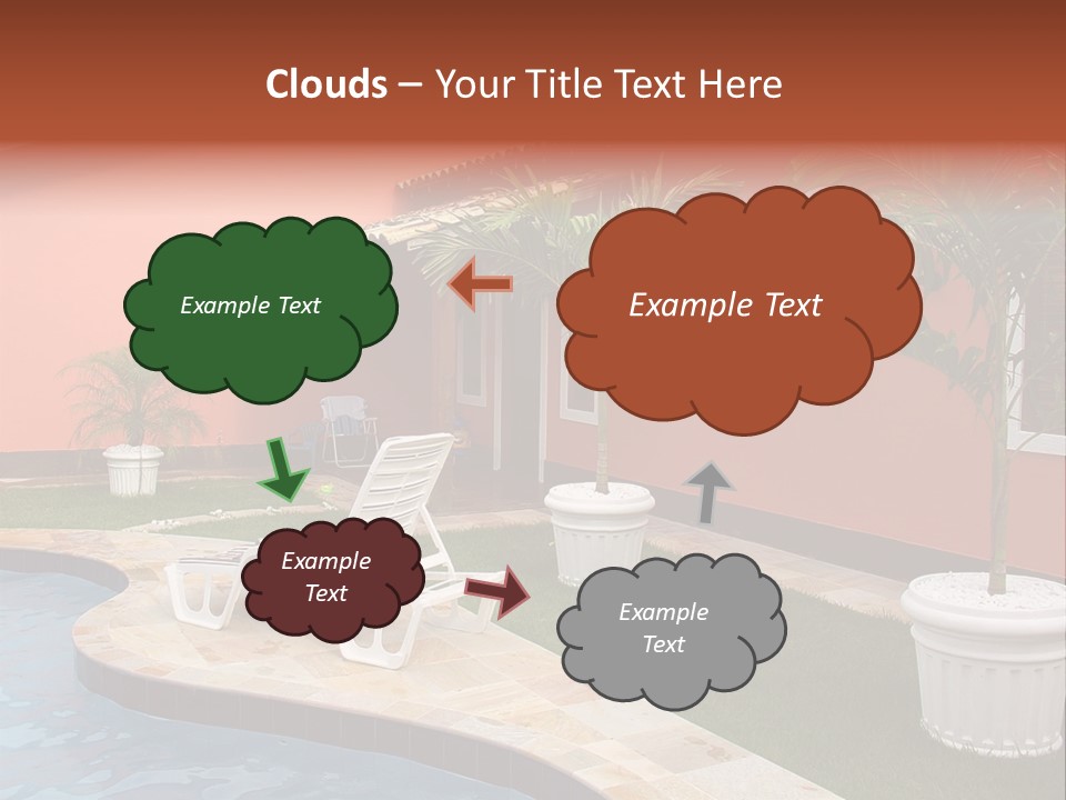 Colonial Red House With Swimming Pool PowerPoint Template