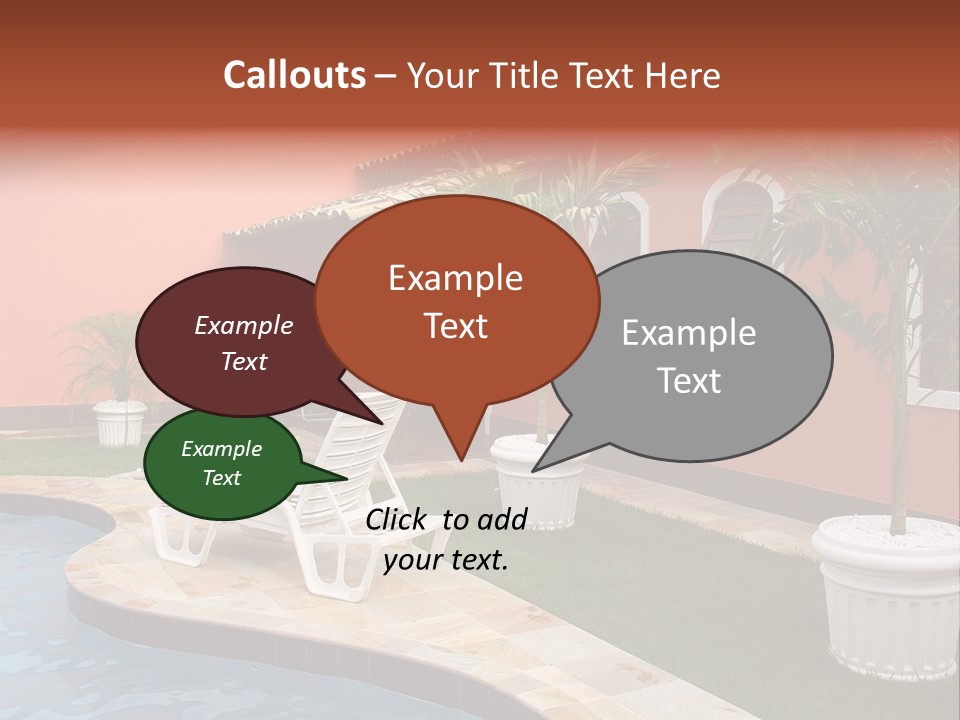 Colonial Red House With Swimming Pool PowerPoint Template